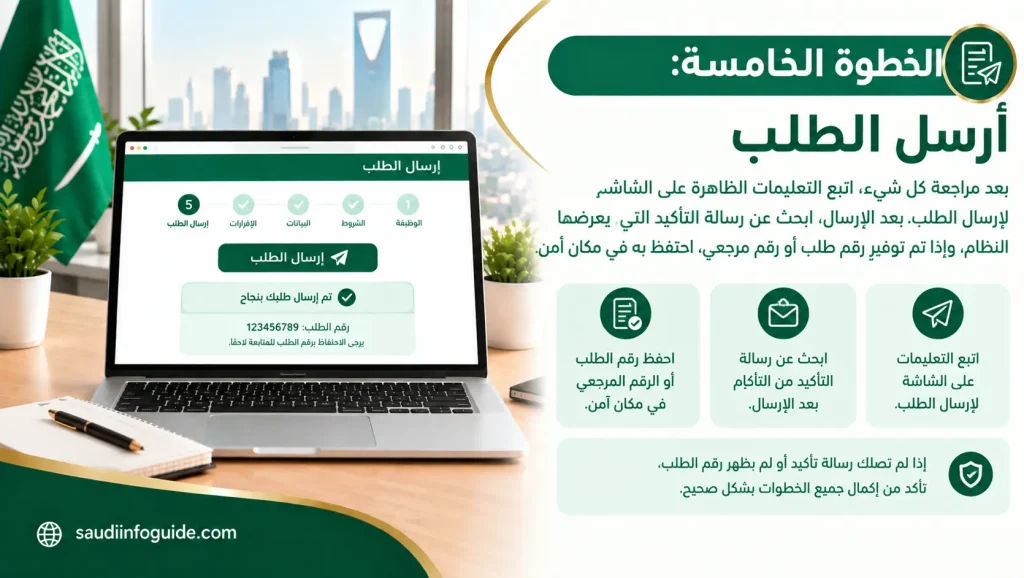 الخطوة الخامسة لإرسال طلب التوظيف والحصول على رقم الطلب أو الرقم المرجعي