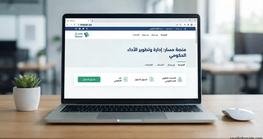 فتح منصة مسار الرسمية عبر المتصفح والتحقق من اسم النطاق